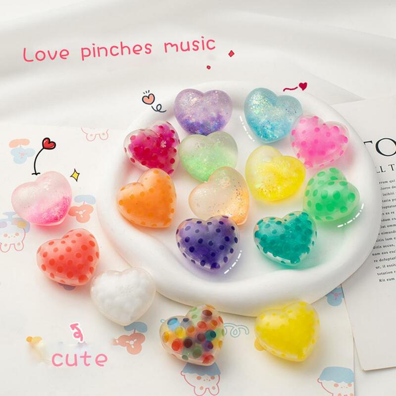 Heart Squishes Fidget Toy Valentine's Day Gift 5pcs Love Heart Squish Toy with Glitter Powder Small Balls for Stress for Kids