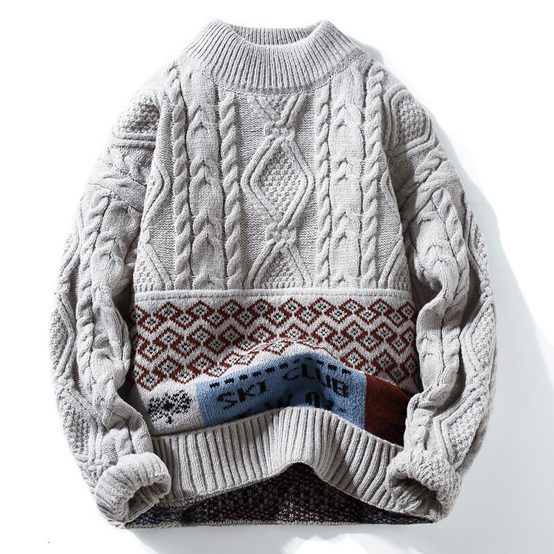 2023 Herbst und Winter neue Mode gedruckt Rundhals-Pullover Herren lässig locker dick warm bequem bequem großen Pullover 3xl