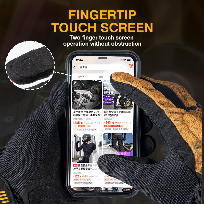 SFK Black Motorcyle Riding Gloves Genuine Leather Motocross Fall Prevention Cycling Knuckle Protection Gears Touch Screen