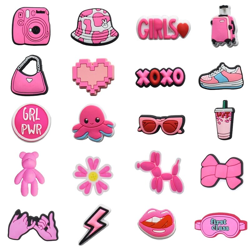 New Arrivals Pink Girl Shoe Charms Pin for Croc Accessories Shoe Decoration Kids Adult Christmas Party Gifts