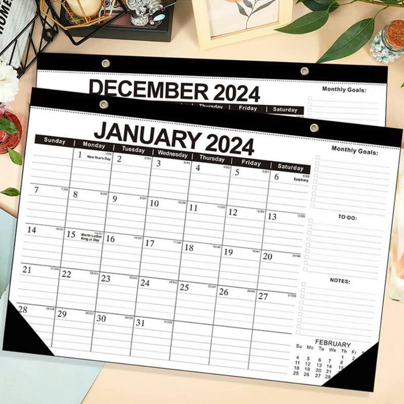 Kalendarz kuchenny kalendarz ścienny trwały, łatwy do odczytania 18-miesięczny kalendarz biurkowy ścienny dla 2024.1-2025.6 angielskich wielofunkcyjnych