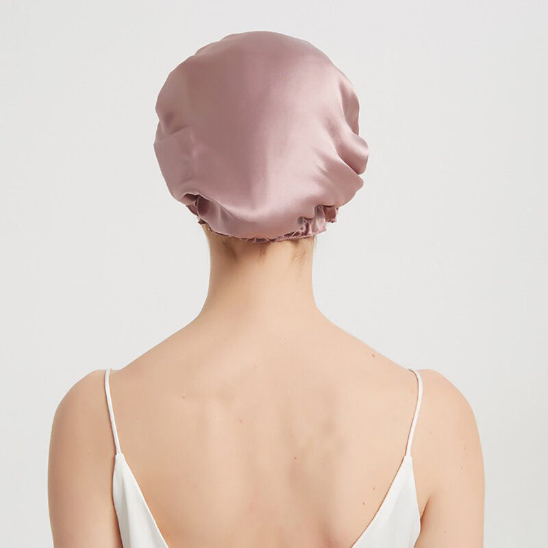 100% pura seta di gelso notte berretto da notte capelli morbidi cappelli cofano per le donne copricapo avvolgere i capelli ampia fascia elastica berretto per la perdita dei capelli