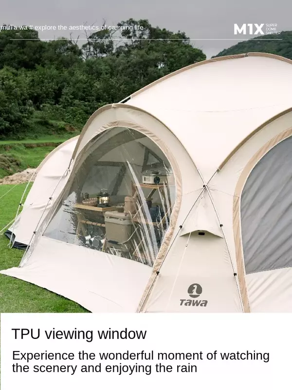 Tawa-Tente Script extérieure pour camping, grande tente arrière ySigned, pare-soleil anti-pluie, équipement de camping abricot