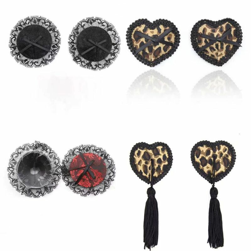 Lovermore Women's Sexy 1 Pair Leopard Print Tassels Nipple Erotic Silicone Pasties Nipple Covers Stickers Underwear Accessories