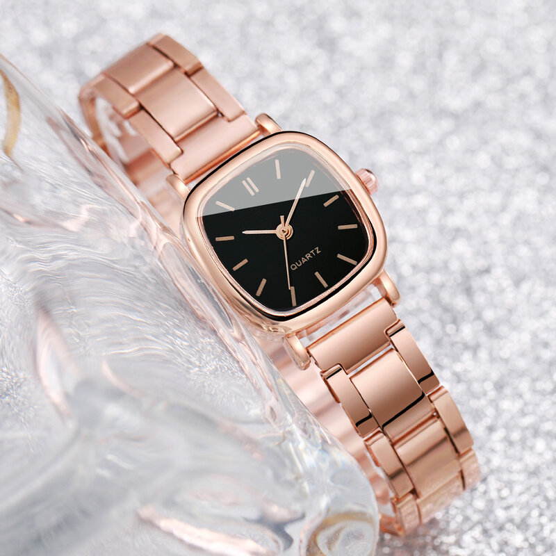 Fashion Women Quartz Wartch Rose Gold Color Stainless Steel Band Analog Watch with lOVE HEART Jewelry Sert