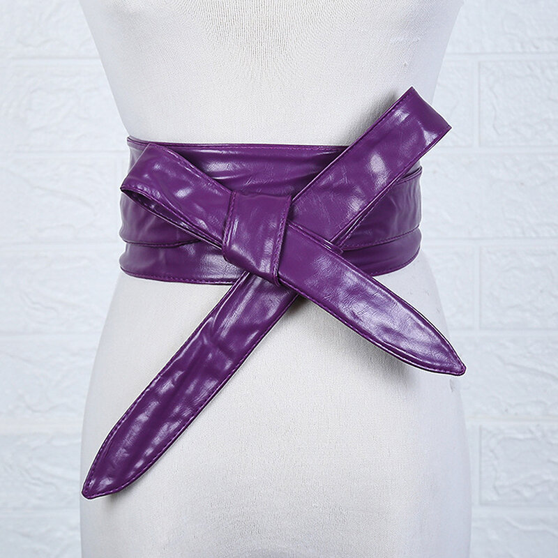 Cinturón de encaje con lazo para mujer, cinturilla ancha más larga, corbatas con lazo, decoración de vestido, moda de Pu, 2023