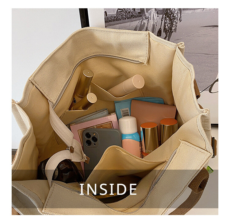여성용 대용량 캔버스 토트백, 귀여운 팬더 프린트 숄더백, 캐주얼 통근 가방, 지갑 및 핸드백