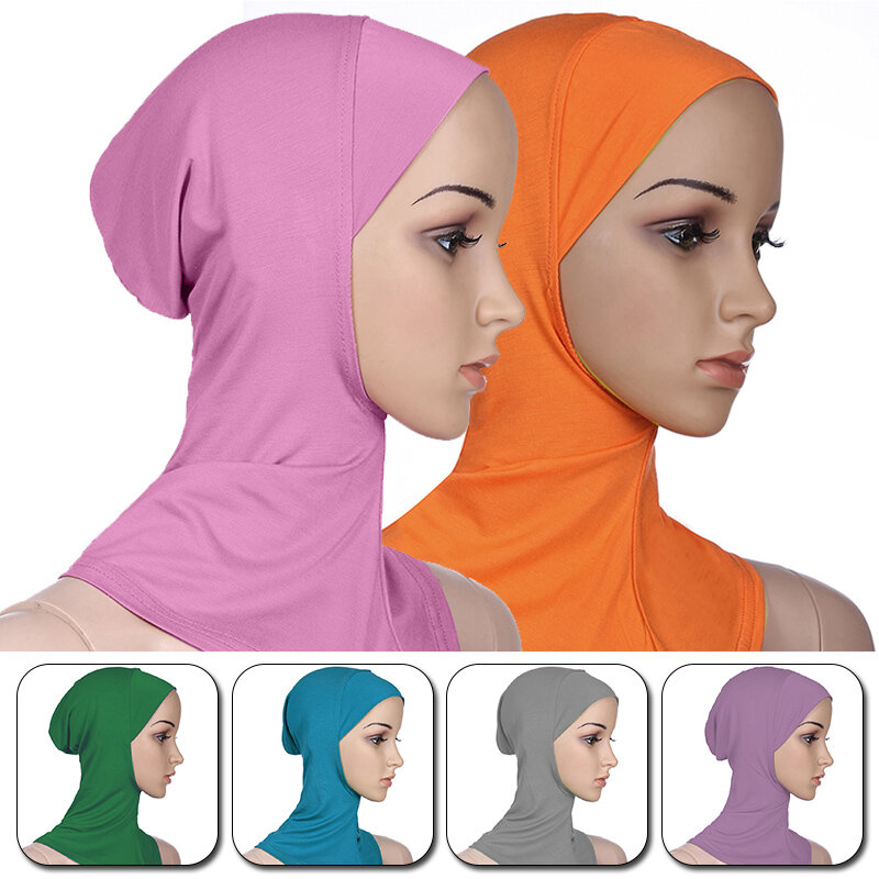 24 cores muçulmano hijabs underscarf moda feminina cabeça cachecóis cor sólida islâmico macio casual turbantes chapéu novo