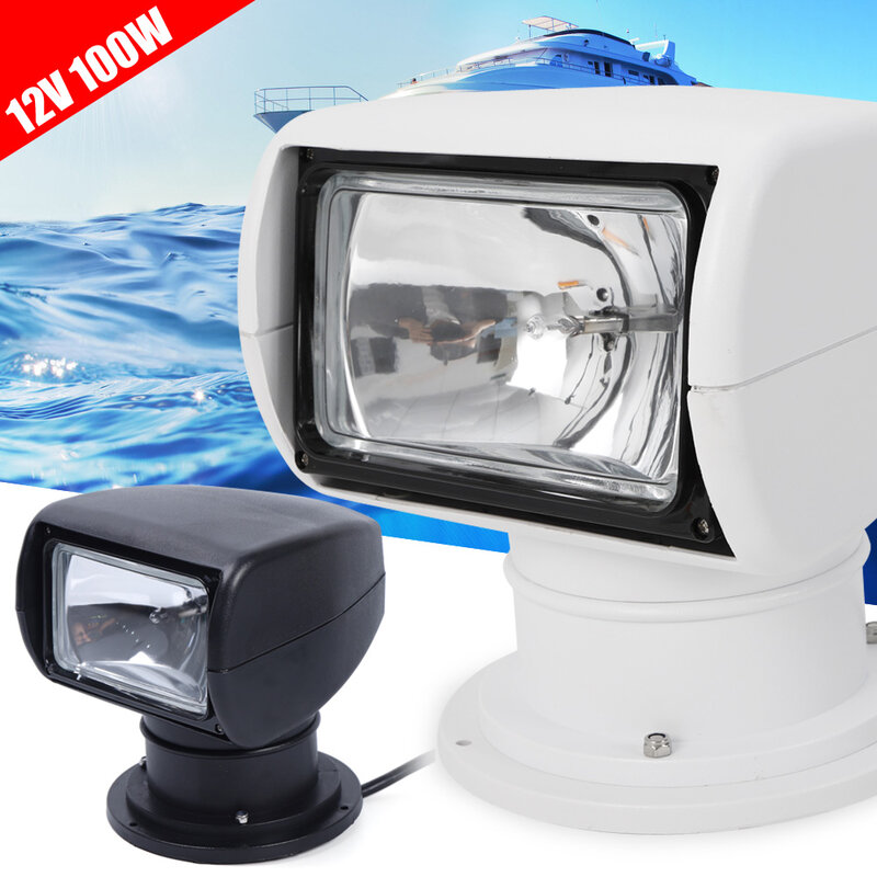 Водонепроницаемый прожектор с дистанционным управлением, 12 В, 100 Вт, 360 градусов, для яхты, береговой охраны, морской полиции, рыболовных лодок