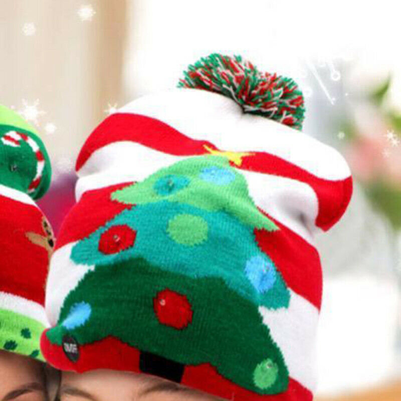 Topi Beanie LED berkedip dengan 3 mode pencahayaan perlengkapan pesta hadiah untuk keluarga dan teman