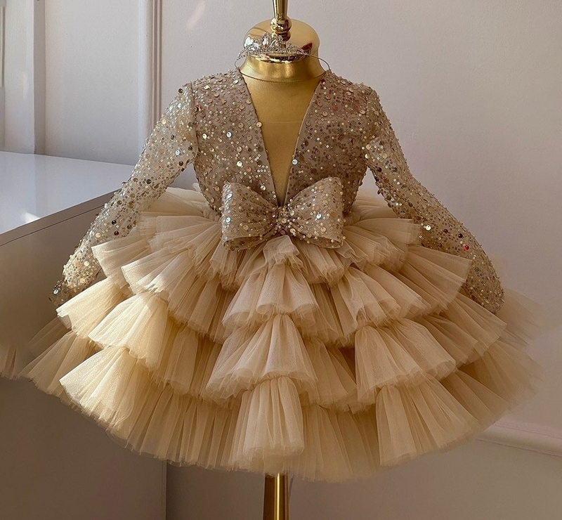 Роскошное платье с цветочным рисунком для девочек, вечерние платья с глубоким круглым вырезом для свадьбы, детской церемониальной одежды на Рождество