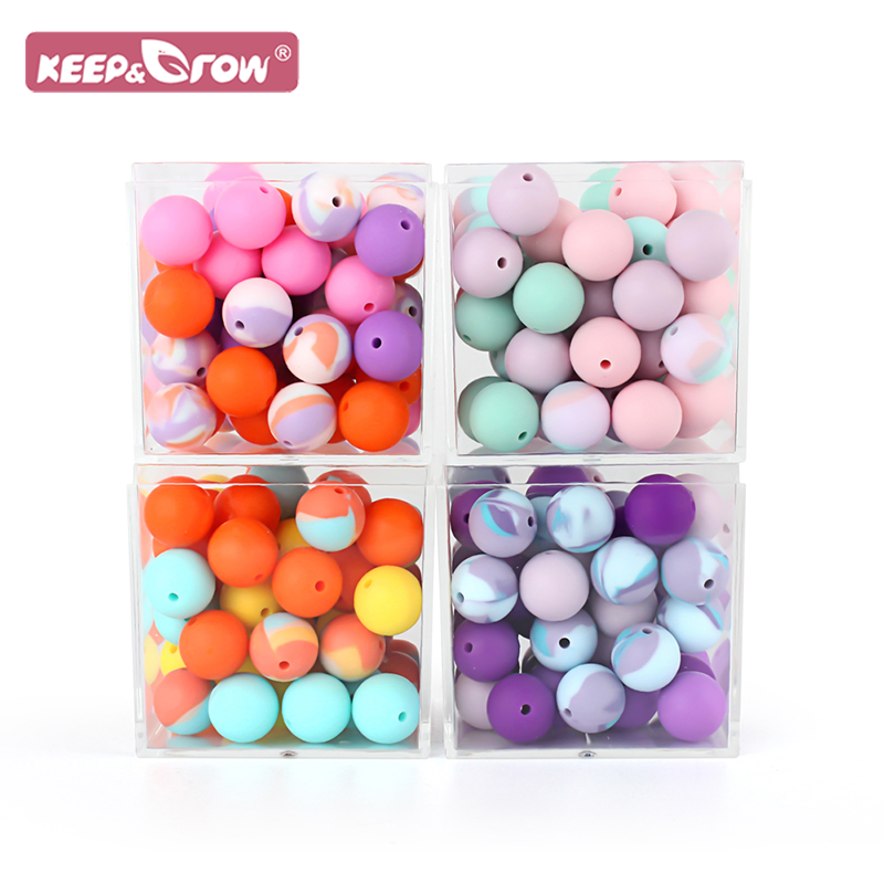 50Pcs 12mm Baby Silicone Beads BPA Free Baby Round Beads Teether Teething Pearl Ball Food Grade For Necklace Pacifier Chain Toys