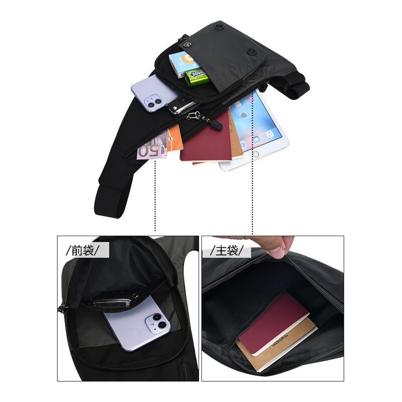 Men's Cross Bag Nylon Waterproof Casual Couple Shoulder Chest Bag Sport Running Cycling Travel Shopping Phone Pouch Dropshipping