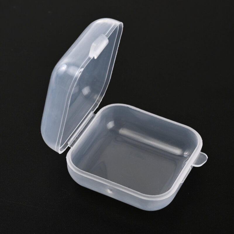 Mini Quadrado Transparente Plástico Pequenas Caixas, Caso De Armazenamento De Jóias Pílula, Earplug Acabamento Recipiente