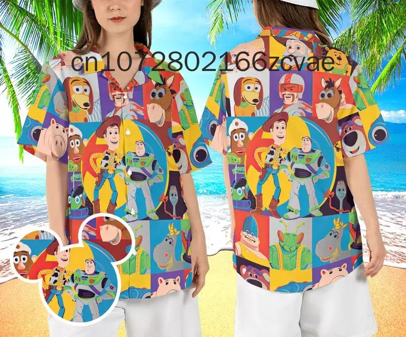 Гавайская рубашка с короткими рукавами и пуговицами, для мужчин и женщин