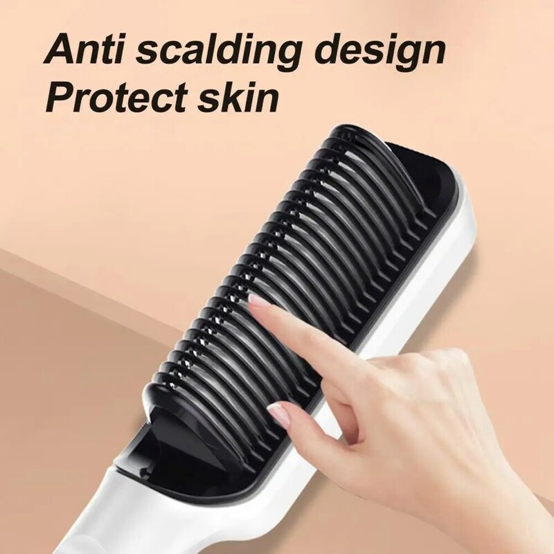 IonComb negativo con diseño de capa de aislamiento de temperatura ajustable, peine alisador de cabello eléctrico portátil, versátil, doble propósito
