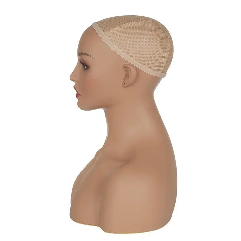 Busto di testa di manichino femminile in PVC con spalle teste di bambola di manichino realistico per parrucche cappello occhiali da sole Display Jewerly