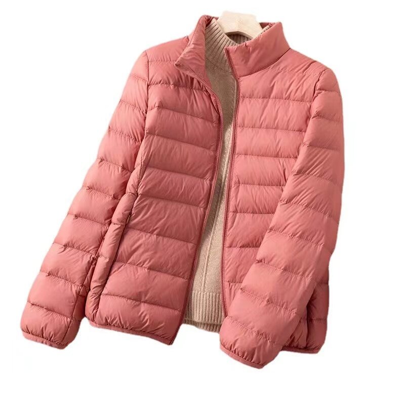 Nova Outono Inverno Mulheres Ultraleve 90% jaquetas 2023 New Puffer Duck Feather Coats Slim Warm Parkas Outwear portátil sólida