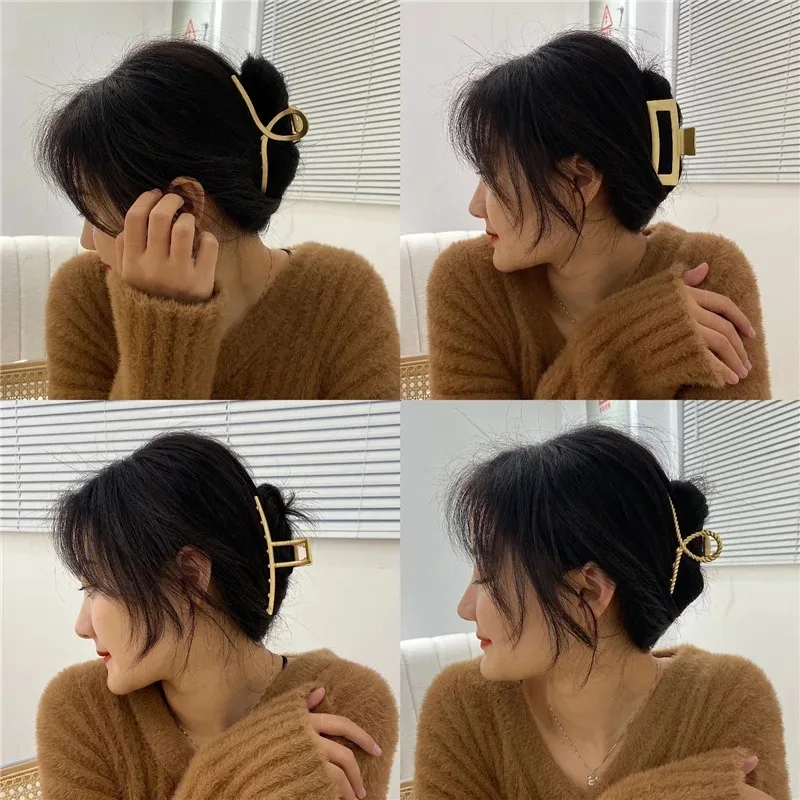 Luxury Metal Hair Claws Women Vintage Gold Grab Elegant Headband Solid Color Hair Clips for Women Headwear Girl Hair Accessories