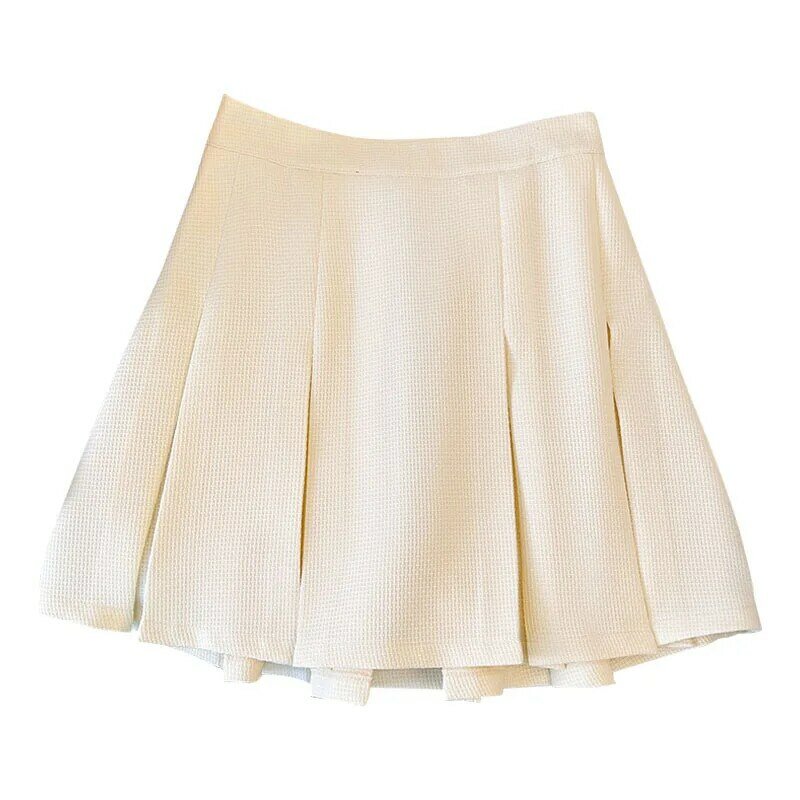 Women Loose Solid A-line Pleated Elastic Waist Summer Skirt Mini Skirts Faldas