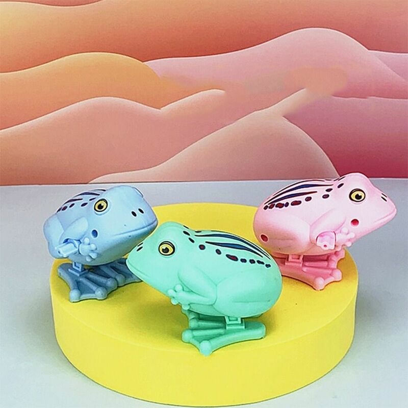 Cartoon Design Frog Wind Up Toy Cartoon Random Color Interaction Toddler Toys Jumping Frog Clockwork Toy Swing Toy Funny Gift