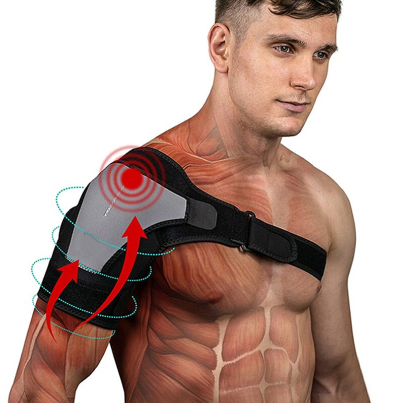 1Pcs Adjustable Compression Shoulder Brace Support with Ice Pack Holder for Injury Prevent Sprain Soreness Tendinitis Bursitis