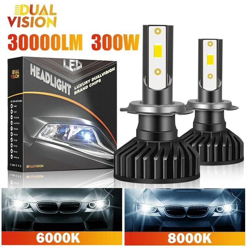 Minifaro LED Canbus para coche, bombillas antiniebla, H4, H7, 30000LM, 300W, 6000K, 8000K, lámpara H1, 9005, HB3, 9006, HB4, H8, H9, H11