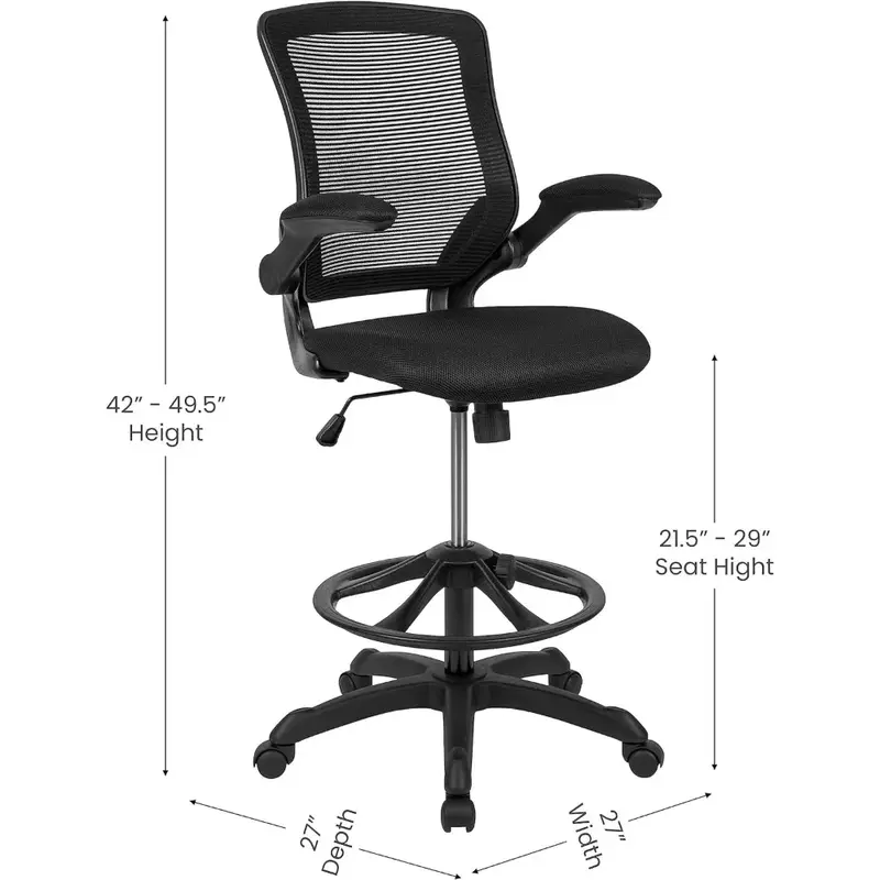 Офисное кресло с вращающейся спинкой и регулируемыми петлями на лодыжке, поддержка поясницы и высота сиденья, эргономичное Сетчатое кресло, черное
