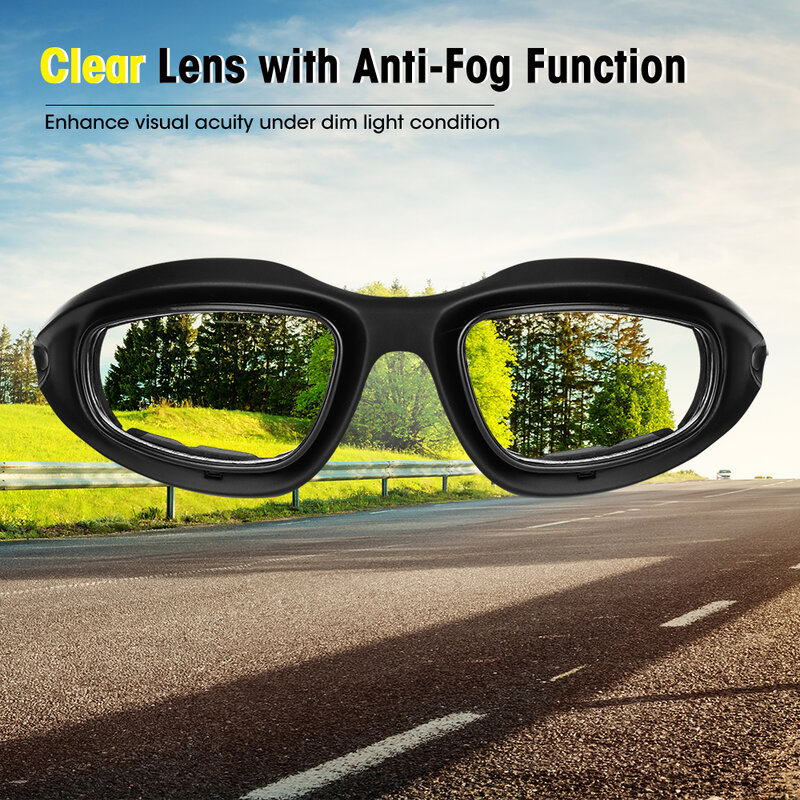 KEMIMOTO-gafas de sol polarizadas para motocicleta, protección ocular a prueba de viento, UV400, lente transparente antivaho