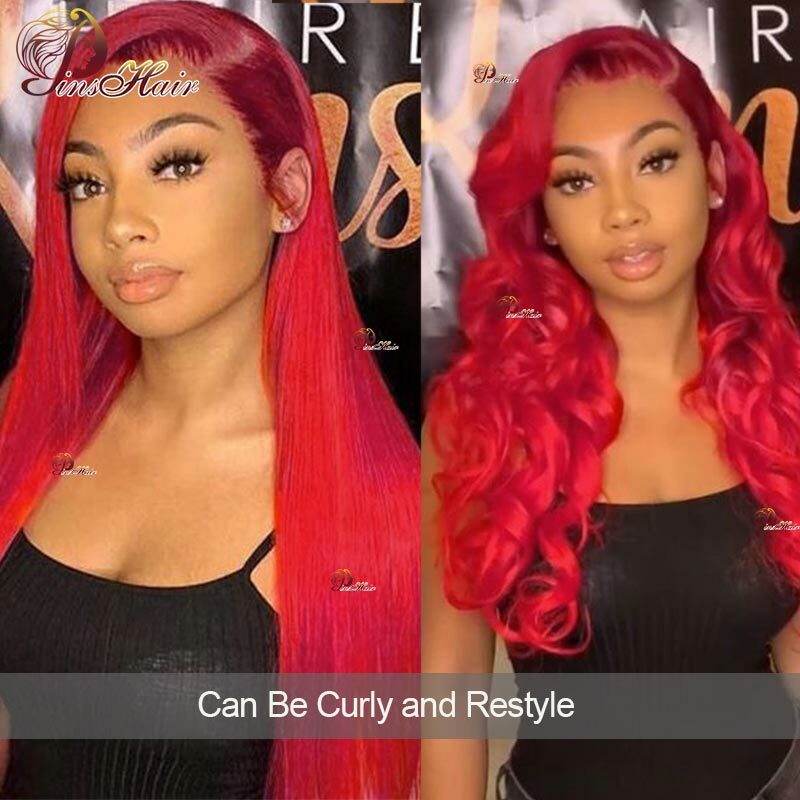 Hot Red Straight 13x 6/13X4 Lace Front Human Hair Pruiken Brazilian Red 99j Lace Frontale Pruik Voor Vrouwen Remy Transparant Lace Pruik 180