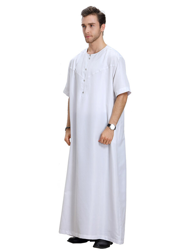 Lato Abayas Eid Musulman De Mode Homme człowiek Abaya sukienka muzułmańska szata Arabia saudyjska Kleding Mannen Kaftan Oman Islam odzież