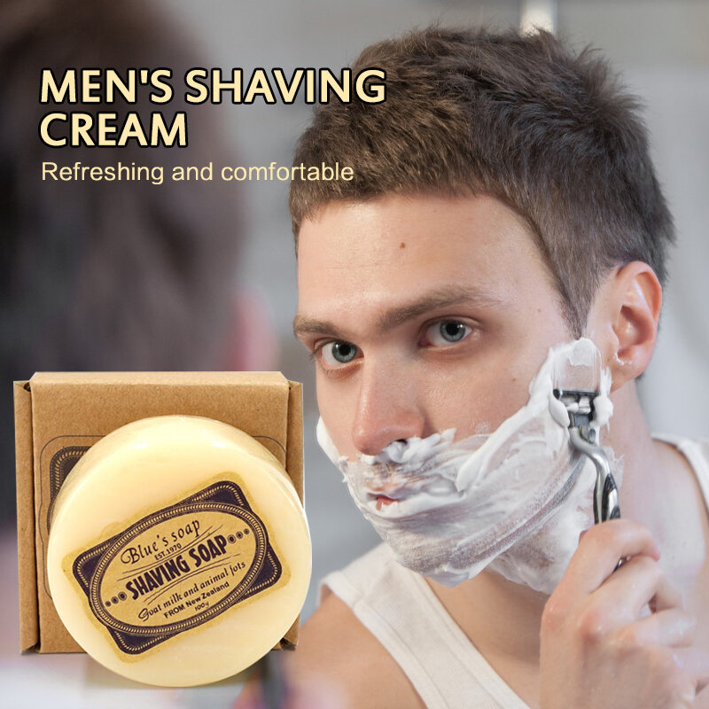 Creme de barbear de leite de cabra para homens, espuma, barba natural, condicionador profissional, lâmina, barbeiro, 100g