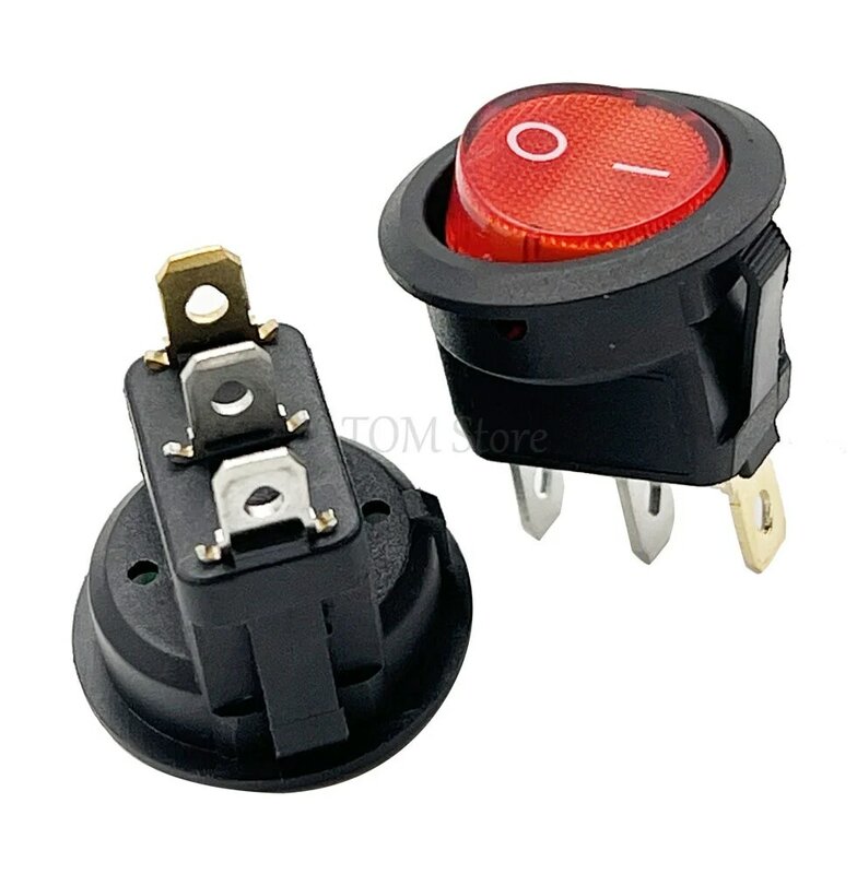 Interruptor de botón de palanca de 3 pines para coche y barco, luz LED KCD1-2, balancín redondo encendido/apagado SPST, 220V máx. 250V, accesorios de bricolaje