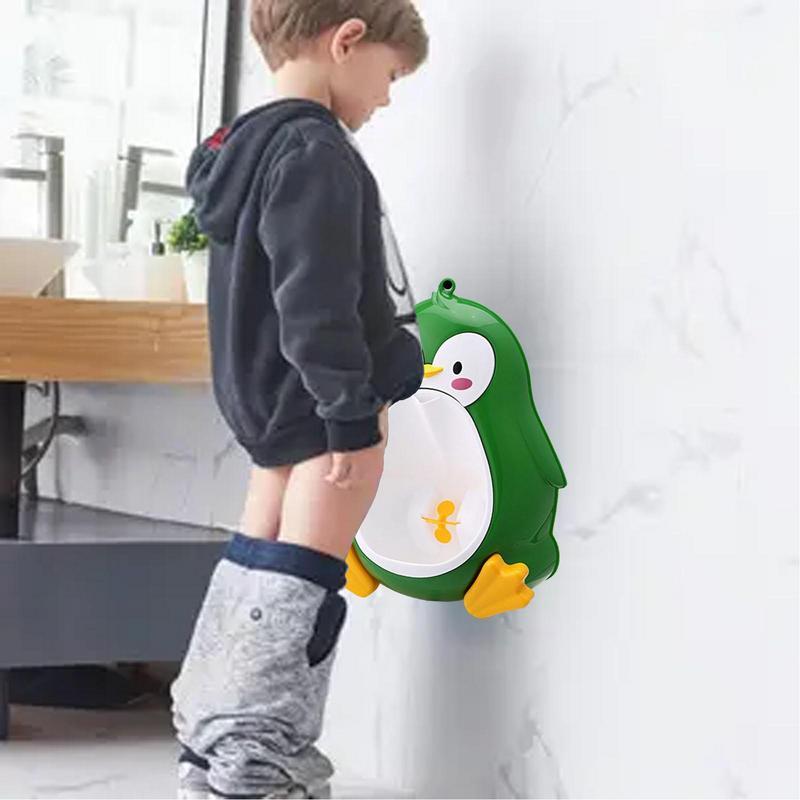 Urinario para niños pequeños, orinal de pie para niños, montado en la pared, entrenamiento en forma de pingüino, soporte para orinar