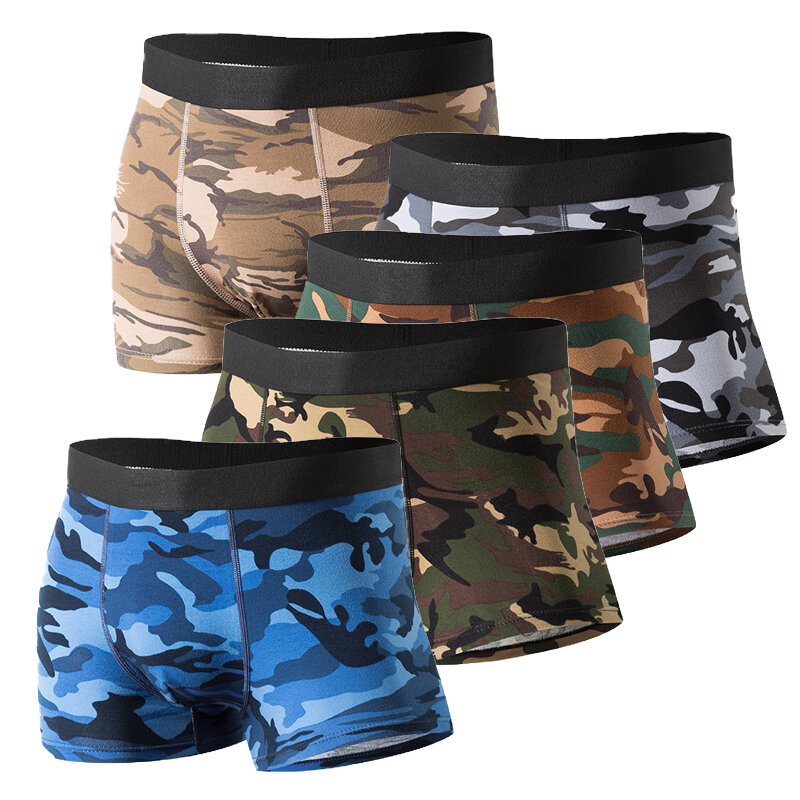 CamSolomon-Sous-vêtements militaires en coton pour hommes, boxers sexy, culottes XXXL, caleçons gris, pack confortable, nouvelle marque