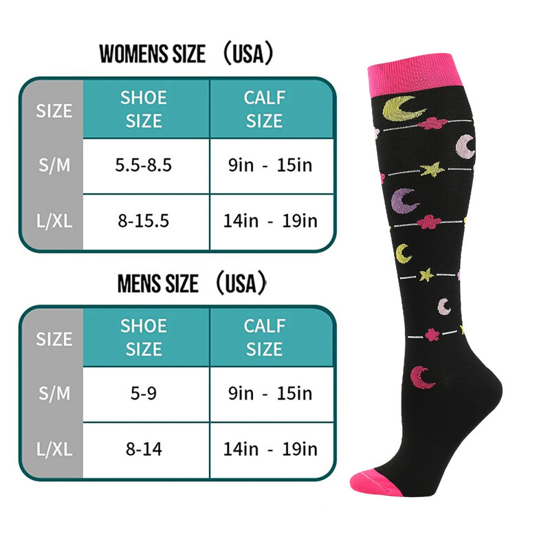 Compression Socks For Men Women Elastic Pregnancy Varicose Vein Edema Care Socks Outdoor Sports Running Cycling Hiking Football