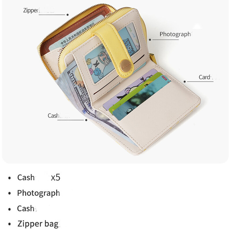 Japoński słodki kociak dziewczęcy portfel krótki identyfikator studencki pojemnik na kartę bankową portfel portfele na zamek błyskawiczny dla kobiet klucz torebka ze schowkiem portmonetka