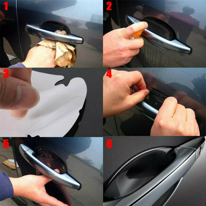 4Pcs Auto Tür Aufkleber Carbon Fiber Kratzer Beständig Abdeckung Auto Scratch Griff Schutz Film Außen Styling Zubehör