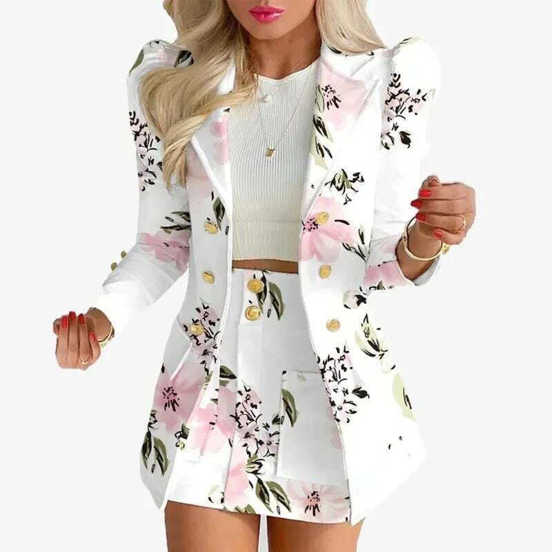 2024 Spring/Summer Women's New Fashion Set with Temperament Checkered Print Casual Short Skirt and Two Piece Suit Set YBF1-3