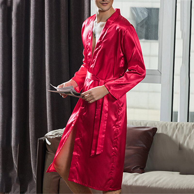 Groom Robe Embroidery Satin Soft Home Bathrobe Nightgown For Men Casual Kimono Groomsman Wedding Party Sleepwear Plus Size 3XL