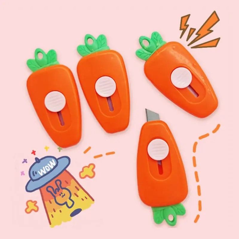 Cuchillo utilitario de zanahoria lindo, Mini cortador de caja, abridor de sobres de letras, correo