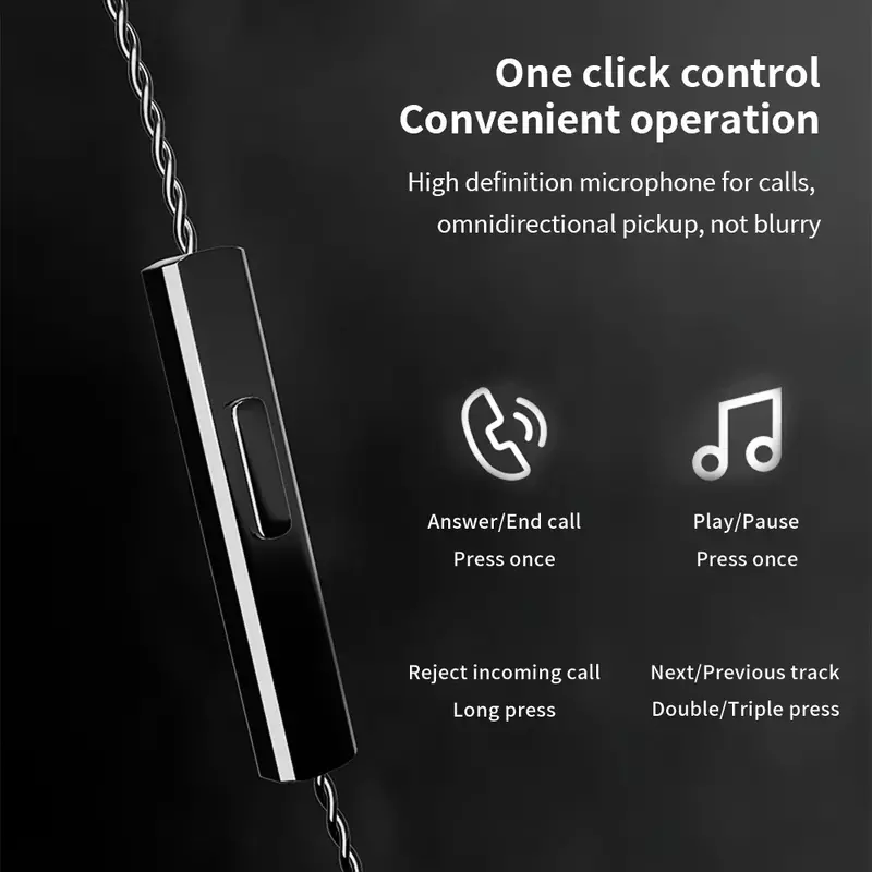 Kabel Earphone 0.75mm kabel Headphone Dual-pin TYPE-C Aksesori pengganti kawat untuk CCA/KZ/TRN/QDC/DUNU/SIMGOT