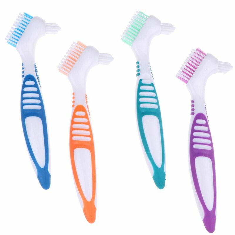 Multi-Layered Bristles Rubber Han dle Oral Hygiene Oral Care Tool Denture Toothbrushes False Teeth Brush Denture Cleaning Brush