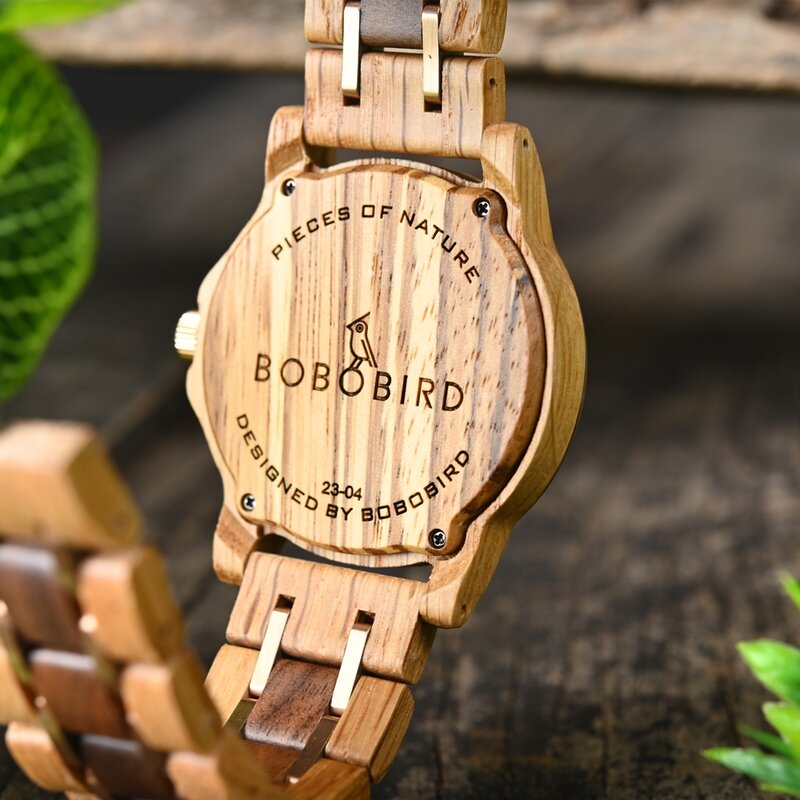 Houten Horloge Japanse Beweging Heren Quartz Polshorloge Bobobird Top Nieuw Design Week Date Display Custom Horloges Grote Geschenkdoos