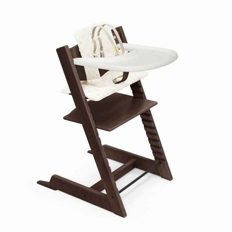 High Chair and Cushion with Tray  Walnut with Wheat Cream  Adjustable,convertible,all-in-one high chair for infants and toddlers