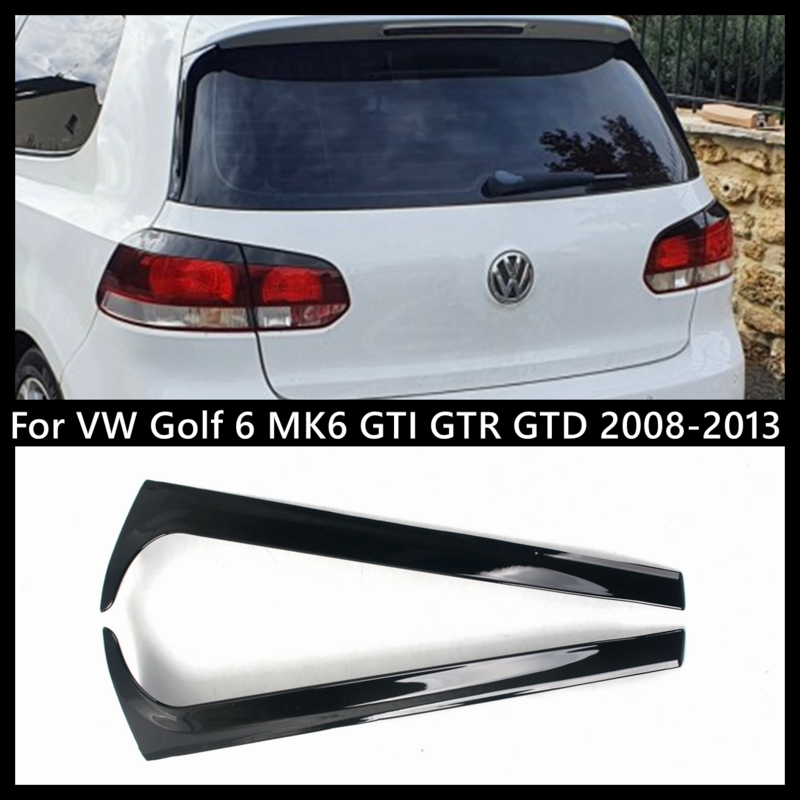 Untuk VW Golf 6 MK6 GTI GTR GTD 2008-2013 Aksesori Pembagi Canard Spoiler Bagasi Samping Jendela Belakang ABS Hitam Glossy