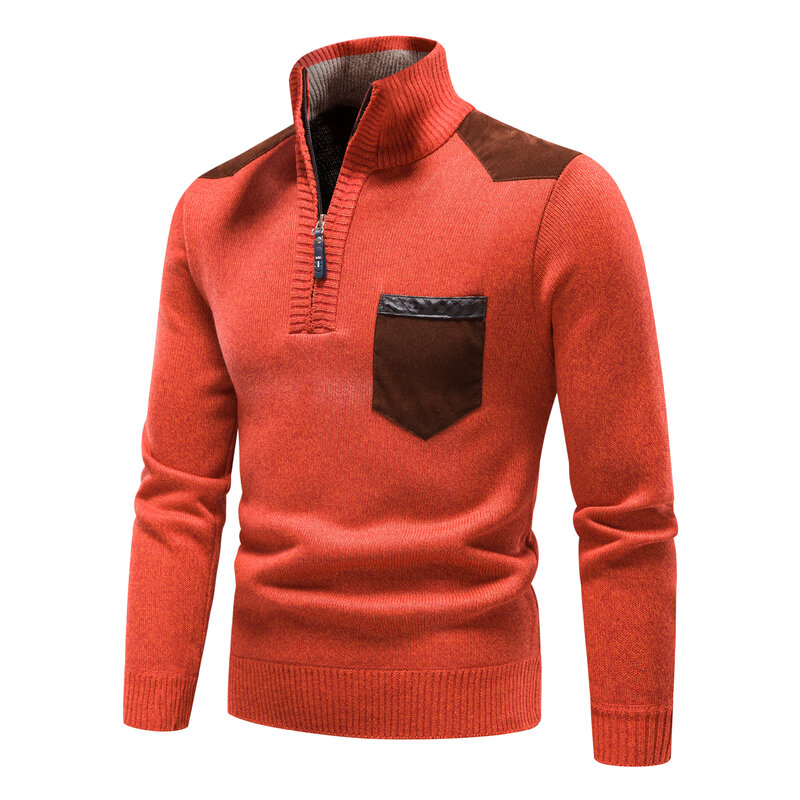 Maglione maschile Pullover lavorato a maglia per ragazzi autunno inverno in pile caldo camicetta mezza cerniera spessa elegante dolcevita Y2K abbigliamento da uomo