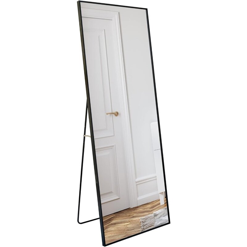 Espejo de cuerpo completo con soporte para dormitorio, mueble de sala de estar, color negro, 22x59, envío gratis