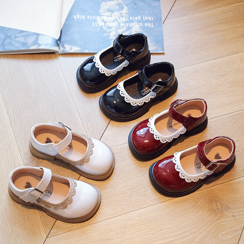 Sapato infantil de couro princesa, fundo macio, estilo britânico casual, moda menina, primavera e outono, novo, 2024