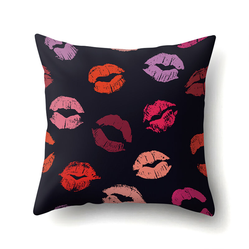 ZHENHE Valentines Day Pink Sexy Lips Pillow Case Home Decoration Cushion Cover Bedroom Sofa Decor Pillow Cover 18x18 Inch